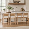thumbnail image 2 of Guyou 26" Rattan Barstools Set of 4, Boho Solid Wood Counter Height Bar Stools, Linen Upholstered Kitchen Island Chairs for Dining Room Bar, Beige, 2 of 11
