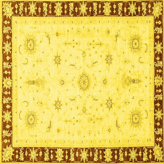 Ahgly Company Indoor Square Abstract Yellow Modern Area Rugs, 5' Square