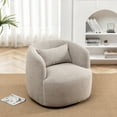 thumbnail image 5 of 34" Wide Taupe Bouclé Swivel Barrel Accent Chair with Pillow, Modern Upholstered Armchair, 5 of 12