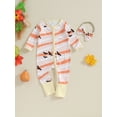 thumbnail image 2 of FEORJGP Infant Baby Halloween Jumpsuit Newborn Zip Front Romper Cartoon Print Long Sleeve Bodysuit  Footless Romper and Bow Headband Cute Soft Warm Outfits, 2 of 9