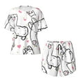 thumbnail image 5 of Wukai Alpacas and Hearts Women's Pajama Set,Short-Sleeve Top and Shorts with Elastic Waistband and Pockets for Loungewear, Yoga, and Casual Wear-, 5 of 8
