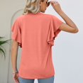 thumbnail image 2 of Defitshape Women's Summer Cool Casual Loose Flutter Sleeve Cap Sleeve V Neck Shirt Ruffle Top Tshirt Orange X-Large, 2 of 4