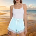 thumbnail image 2 of Uobin Women High Waist Shorts Lace Drawstring Shorts Casual Summer Beach Bottoms Athletic Short, 2 of 4