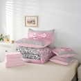 thumbnail image 5 of Manfei Princess Bow-tie Bedding Comforter Set 7 Pieces, Bling Diamond Full Bedding Set, Pink Chic Ribbon Fitted Sheet Flat Sheet, Microfiber Room Decorative, 5 of 7
