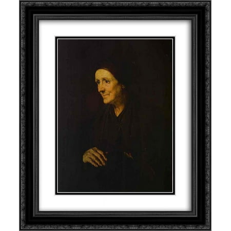 Vasily Tropinin 2x Matted 20x24 Black Ornate Framed Art Print 'Old Woman with a Hen (Portrait of the Artist`s Wife)'