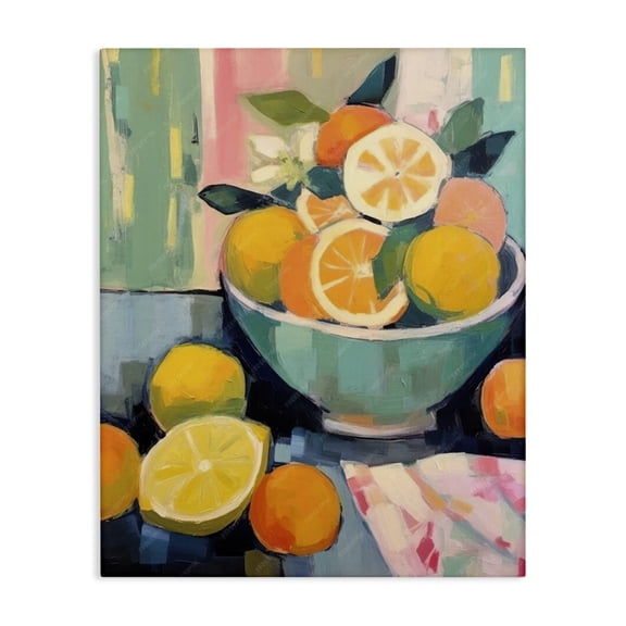 Stupell Industries Orange & Lemon Bowl Food & Beverage Painting Wrapped Canvas Art Print Wall Art, 16 x 20