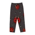 thumbnail image 4 of Disketp Red Ladybugs On Dark Background Print Women'S Comfy Pajama Pants Casual Drawstring Palazzo Lounge Wide Leg Pants, 4 of 9