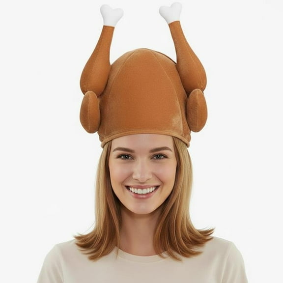 PMU Thanksgiving Roasted Turkey Plush Hat for Turkey Hat for Kids and Adults Thanksgiving Party Costume Accessories (1/Pkg) Pkg/1