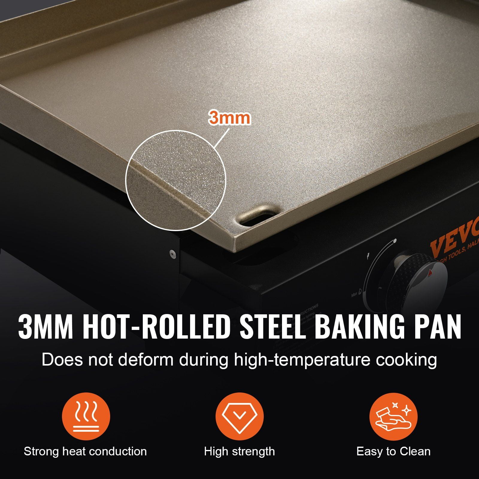 22.4" Heavy Duty Commercial Griddle, Gas Flat Top Grill with Non-Stick Surface, 22,000 BTU H-Shaped Burner, Portable LPG Countertop Griddle for Restaurant & Home Use