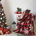 thumbnail image 4 of Christmas Plaid Throw Blanket Red Black Plaid Flannel Fleece Tartan Blanket 50" x 60" Soft Warm Winter Snowflake Blankets for Bed Couch Decor, 4 of 7