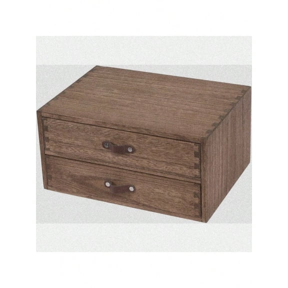 Wood 2 Drawer Desktop Organizer Cabinet Desk Storage Box For Kitchen CounterDresser Tabletop Wooden File Organizer Printer Machine Stand For Office Accessories Chest Dark FAX2CDK