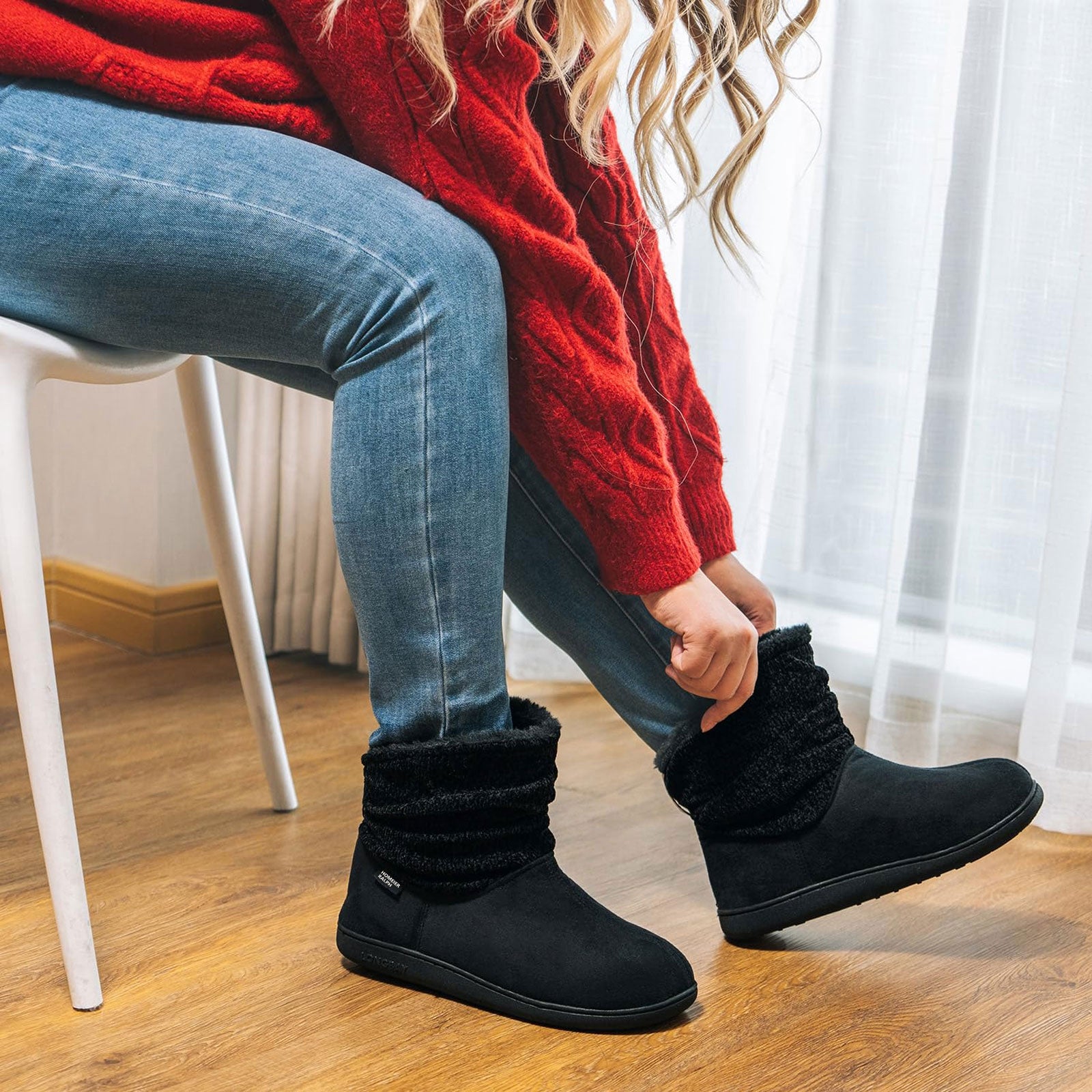 Homeier Ralph Women's Knit Bootie Slippers with Memory Foam photo 5