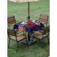 thumbnail image 4 of Outdoor Tablecloth with Umbrella Hole for Patio/Picnic/Party/Camping, Independence Day Waterproof Table Cloth Square Cover Washable, 4th of July Red Blue Floral Flag Firework (60"x 60"), 4 of 9