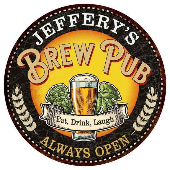 JEFFERY'S Beer Pub Man Cave Metal Sign Home Decor 14 inch Round 100140025411