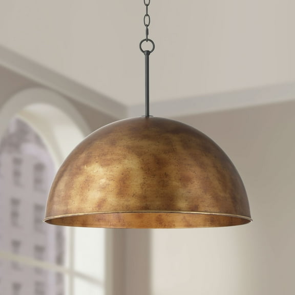 Possini Euro Design Julian 24" Rustic Pendant Ceiling Light Fixture Dining Room Over Table Dome 4-Light Brown Bronze Finish