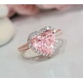 thumbnail image 4 of 3Ct Heart Cut Lab Created Pink Sapphire Engagement Halo Ring 14k Rose Gold Plated Silver, 4 of 4