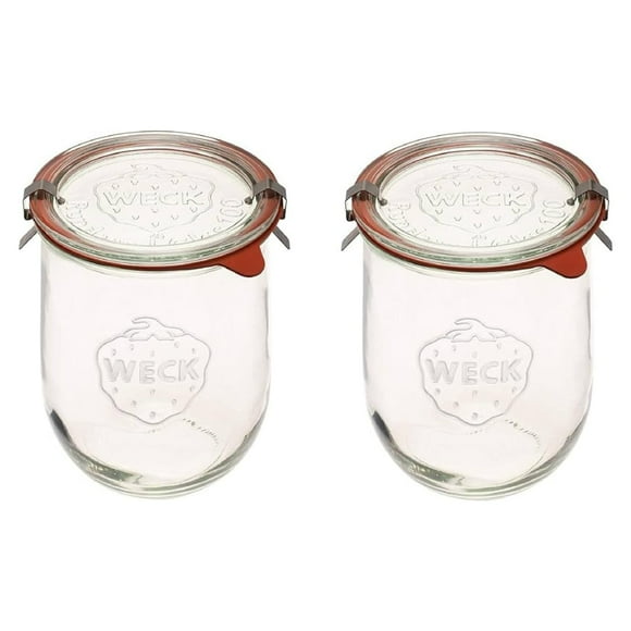Frascos para Almacenamiento de Alimentos WECK Tulipán de Vidrio 1L con Tapa Paquete de 2
