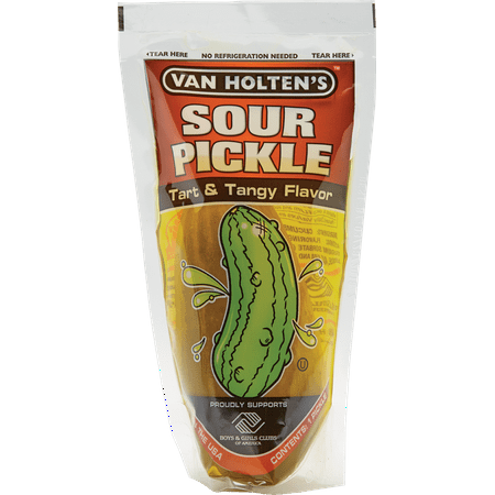 Van Holten's Jumbo Sour Pickle Individually Packed in a Pouch Pack of