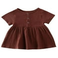 thumbnail image 1 of Bébé Filles Couleur Unie Bouton Manches Courtes Mini Robe 6M-3Y, 1 of 6