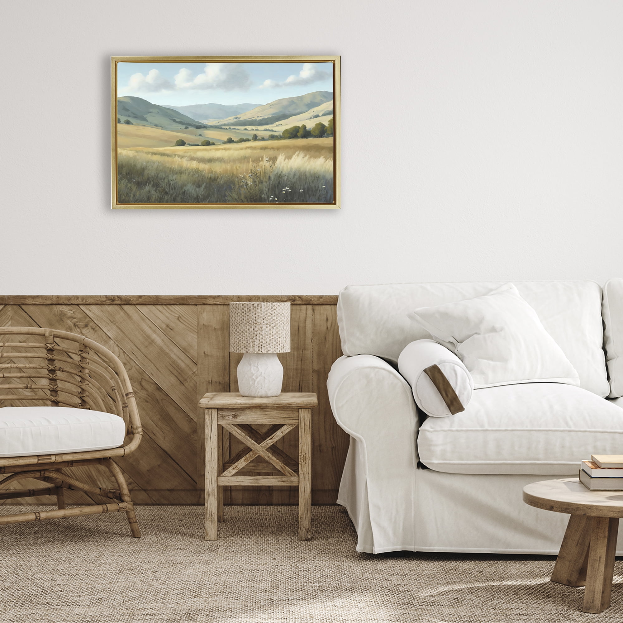 Stupell Industries Rolling Hills at Golden Hour Gold Framed Floater Canvas Wall Art, design by Creative Studio