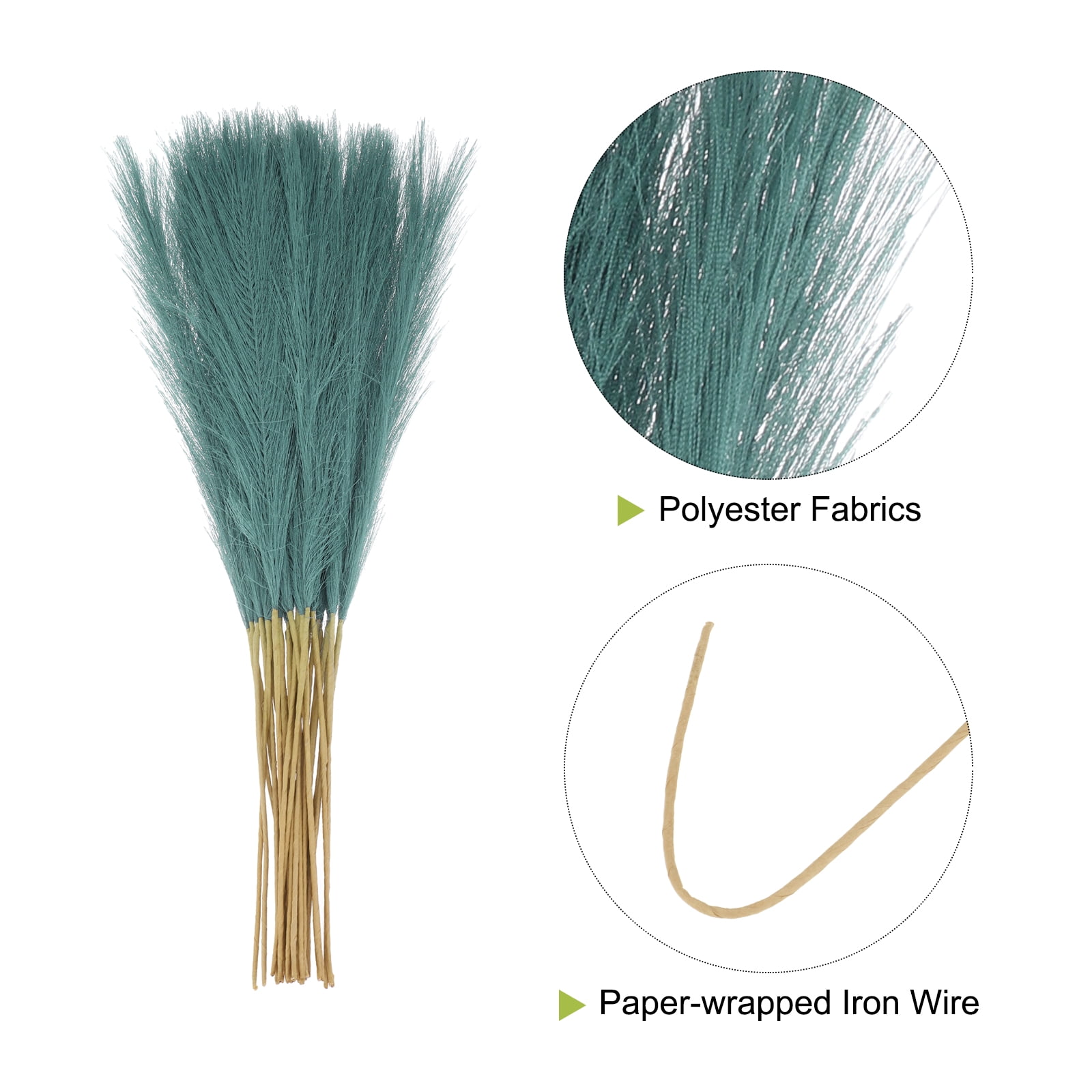 Uxcell 30pcs Dried Faux Pampas Grass 21 Inch Artificial Fake Fluffy Pampas Grass Decor for Fall Home Vase Floor Table Wedding Decorations, Blue Green