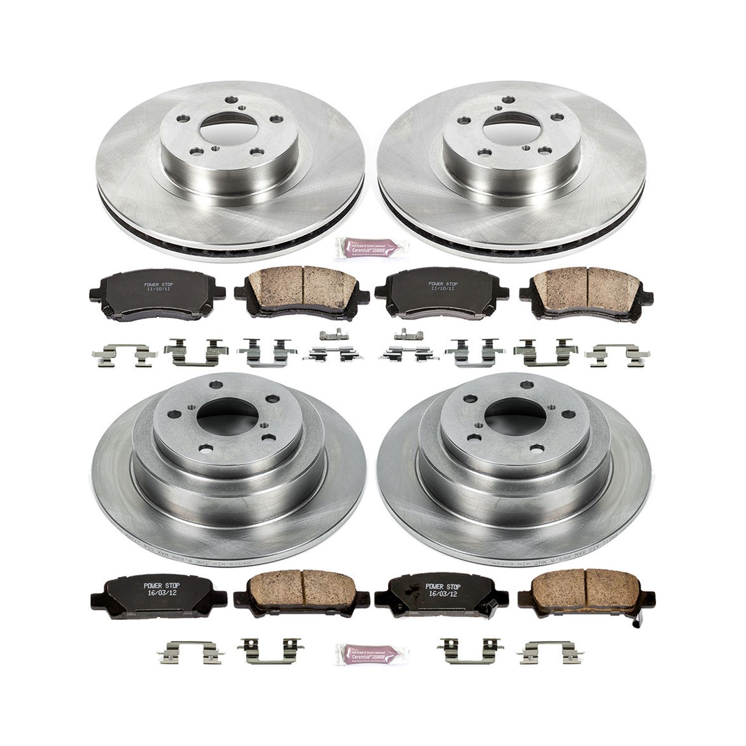 PowerStop Front and Rear Stock Replacement Brake Pad and Rotor Kit Fits: SUBARU Select Models KOE1122