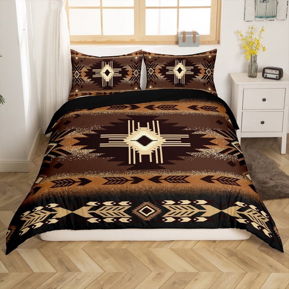 Erosebridal Bohemian Aztec Comforter Cover Twin,Hippie Tribal Bedding Twin Size,Breathable Reversible Comforter Cover Twin,Boho Decoration,3-Piece(No Comforter)