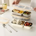 thumbnail image 2 of pitrice Three-compartment Stainless Steel Snack Box Container Stainless Steel Snack Containers For Kids Off-whites Three grids, 2 of 6