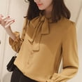 thumbnail image 2 of Women's Casual Butterfly Tie Neck Long Sleeve Blouse Shirt Top S-4XL, 2 of 5