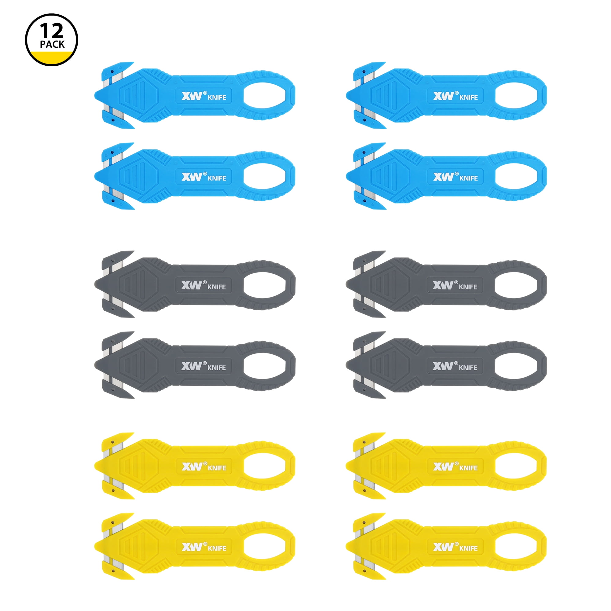 XW Safety Box Cutter with Recessed Blade, Utility Knife of Assorted