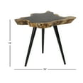 thumbnail image 3 of DecMode 24" x 19" Brown Wood Handmade Live Edge Top Accent Table with Black Metal Tripod Legs, 1-Piece, 3 of 9