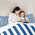 thumbnail image 5 of Feelyou Blue Abstract Teens Bedding Comforter Set, Modern Geometric Lines Twin Comforter Sets, Farmhouse Ticking Stripes Reversible Bedding Set, Luxury Bedroom Decor, 2pcs, 5 of 8