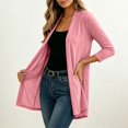 thumbnail image 6 of VISALY Women Open Front Cardigan 3/4 Sleeve Lightweight Mid Length Loose Fit Casual Shawl Cover Up Coat Solid Layering Outerwear Lightweight Open Front Cardigan Travel Beach Outfits Pink Xxl, 6 of 8
