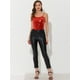 thumbnail image 3 of Camiseta holográfica sin mangas Allegra K brillante para mujer rojo M, 3 of 5