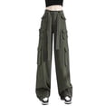 thumbnail image 1 of WEAIXIMIUNG Pantalon de Travail Skinny Extensible Décontracté pour Femmes avec Poches, Jeans Taille Haute à Jambes Larges, Design Rétro, Couleur Unie, 1 of 8