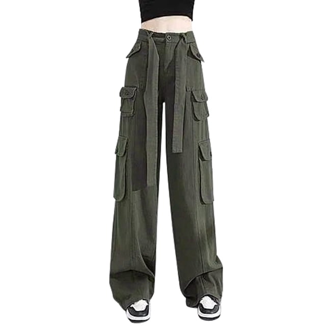 WEAIXIMIUNG Pantalon de Travail Skinny Extensible Décontracté pour Femmes avec Poches, Jeans Taille Haute à Jambes Larges, Design Rétro, Couleur Unie