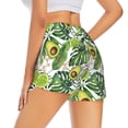 thumbnail image 3 of Vsdgher Watercolor Green Tropical Print Women's Running Double Layer Shorts High Waisted with Pockets Elastic Yoga Workout Athletic Gym Sports, 3 of 8