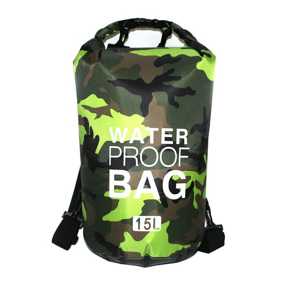 Wosthever Bolsa de natación impermeable de 15/20L/30L, de saco seco, colores de camuflaje, pesca, canotaje, kayak, almacenamiento, bolsa de Deportes acuáticos camuflaje verde 23 x 57 cm Wosthever OD1303-16B