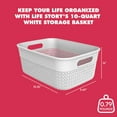 thumbnail image 3 of Life Story 10 Qt Decorative Storage Basket, Medium Plastic Home Organizer, White, 3 of 9
