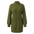 thumbnail image 4 of WTXUE Dresses, Bodycon Dress Long Sleeve Vestidos Casuales Para Mujer High Neck, Autumn Winter Turtleneck Casual Sweater Dress Ladies Sweater Dress Solid Mid-Length Women, Green Size S(US:4), 4 of 5