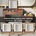 thumbnail image 5 of AENKYO Makeup Vanity Desk with LED Lights, Flip Mirror & Stool, 3-in-1 Dressing Table with Adjustable Cabinet, Walnut, 5 of 11