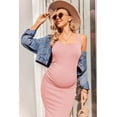 thumbnail image 4 of Ekouaer Women Sleeveless Tank Maternity Dress Ribbed Knit Pregnancy Midi Dresses Ruch Side Stretchy Pregnancy Clothes, 4 of 7