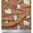 thumbnail image 1 of Soimoi Crepe Silk Fabric Floral,Sheepdog & Yorkshire Terrier Dog Print Sewing Fabric Yard 42 Inch Wide, 1 of 1