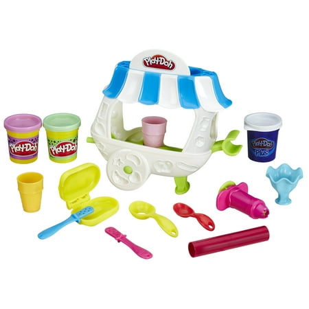 Play-Doh 15 Piece Sweet Shoppe Sundae Cart Plastic Play Food Set, Ice Cream (Multi-color)