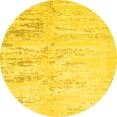 thumbnail image 1 of Ahgly Company Machine Washable Indoor Round Abstract Yellow Contemporary Area Rugs, 7' Round, 1 of 4
