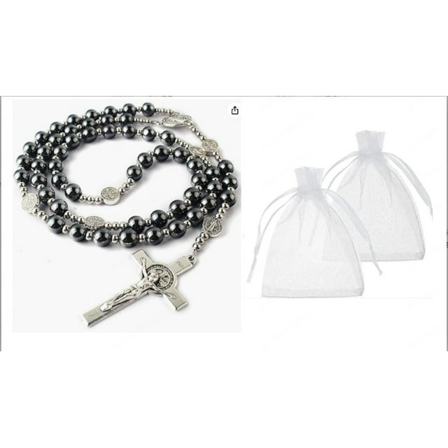 Collar con cruz de rosario de cerámica suave, joyería con cuentas de cerámica, collar decorativo, regalo
