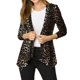 thumbnail image 5 of Cardigan de manga larga de leopardo para mujer Allegra K, abierto por delante, marrón, talla XL, 5 of 7