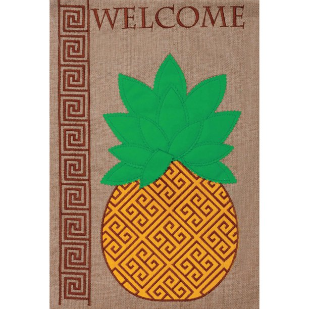 Custom Decor Greek Pineapple Burlap Garden Flag 2751FM