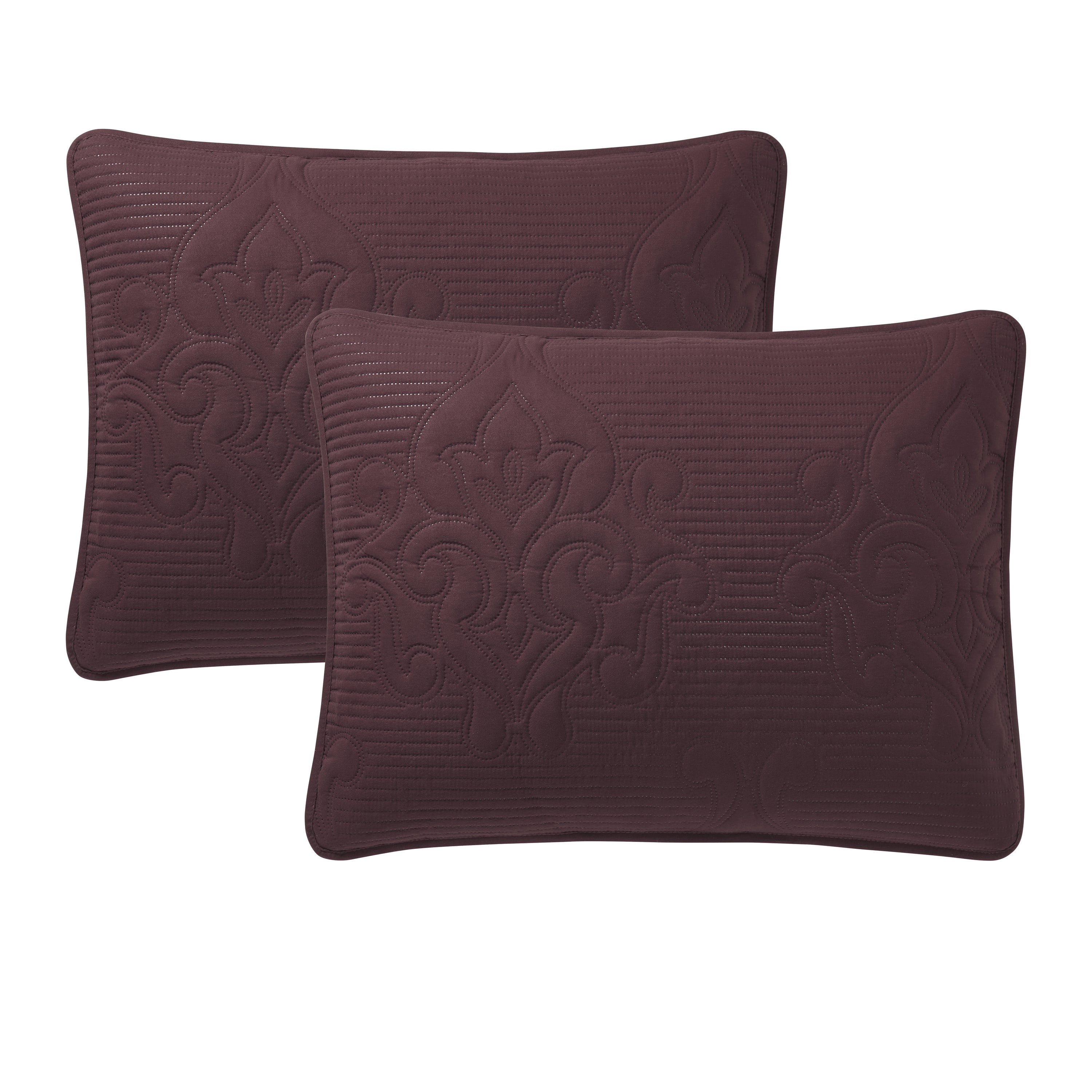 VCNY Home Solomun 3-Piece Maroon Pinsonic Damask Quilt Set, King, Adult, Unisex