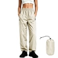 thumbnail image 7 of Lutiedan Waterproof Rain Pants for Women Packable Lightweight Hiking Pants Windproof Outdoor Travel Rain Pants with Carry Pouch,Beige,XXL, 7 of 7